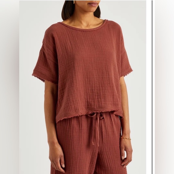 Eileen Fisher Tops - Eileen Fisher Organic Cotton Gauze Top in Rust , size Large